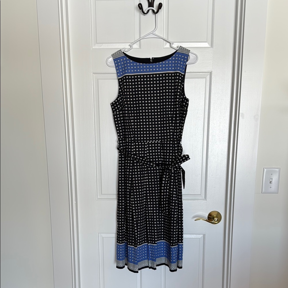 Talbots Black and Blue Polka Dot Dress